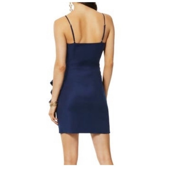 Ramy Brook May Ruched Ruffle Dress, 0 Linen Blend Mini Blue EUC - Picture 2 of 10